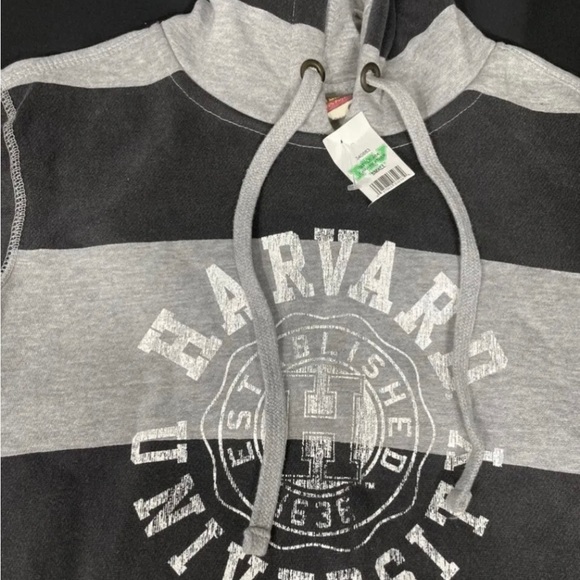 NWT Pro Weave Unisex Harvard University Gray Striped Hoodie Size S - Picture 4 of 9